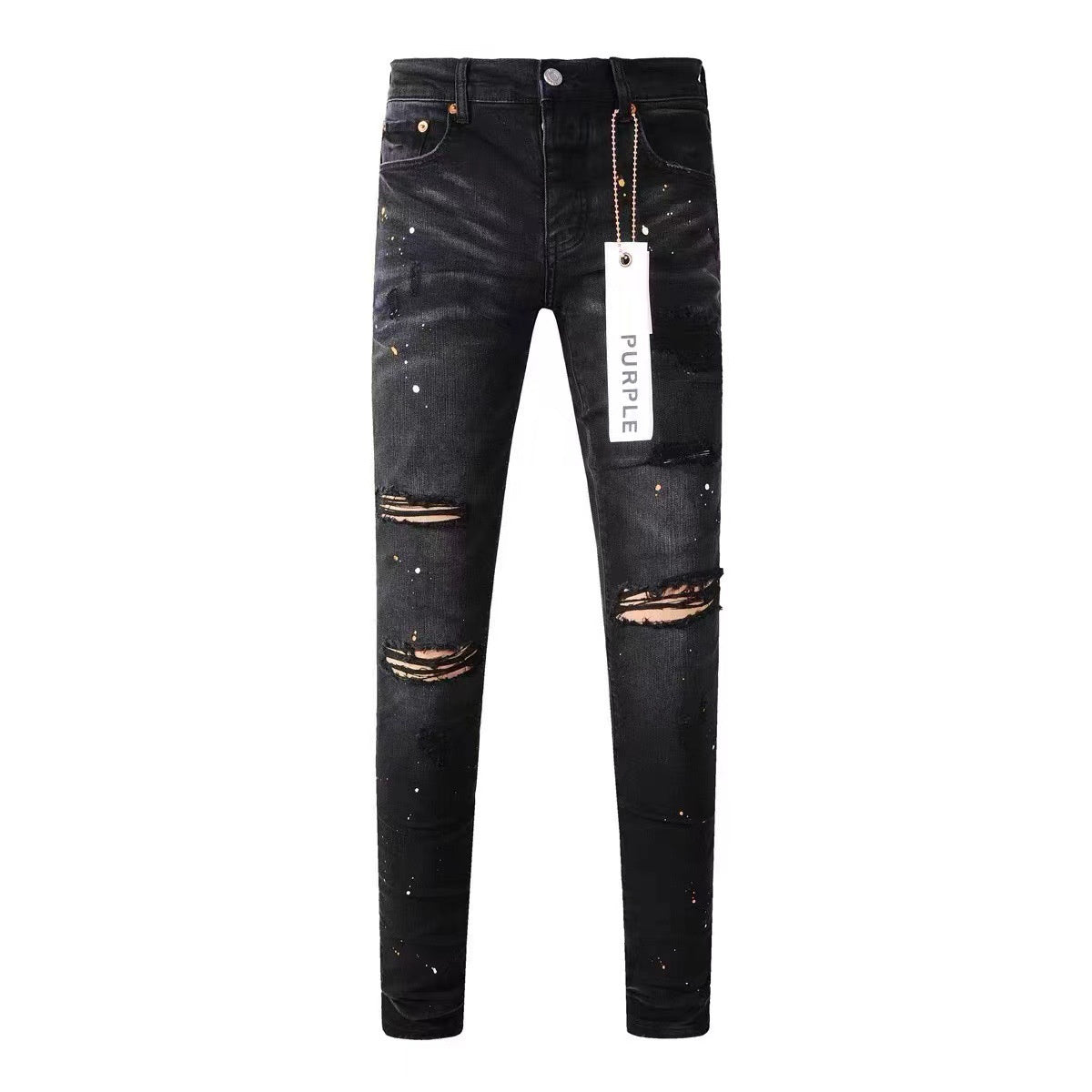 American High Street Hole & Patch Trendy Retro Straight Jeans