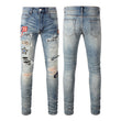 Medal Printed Badge Ripped Jeans Men