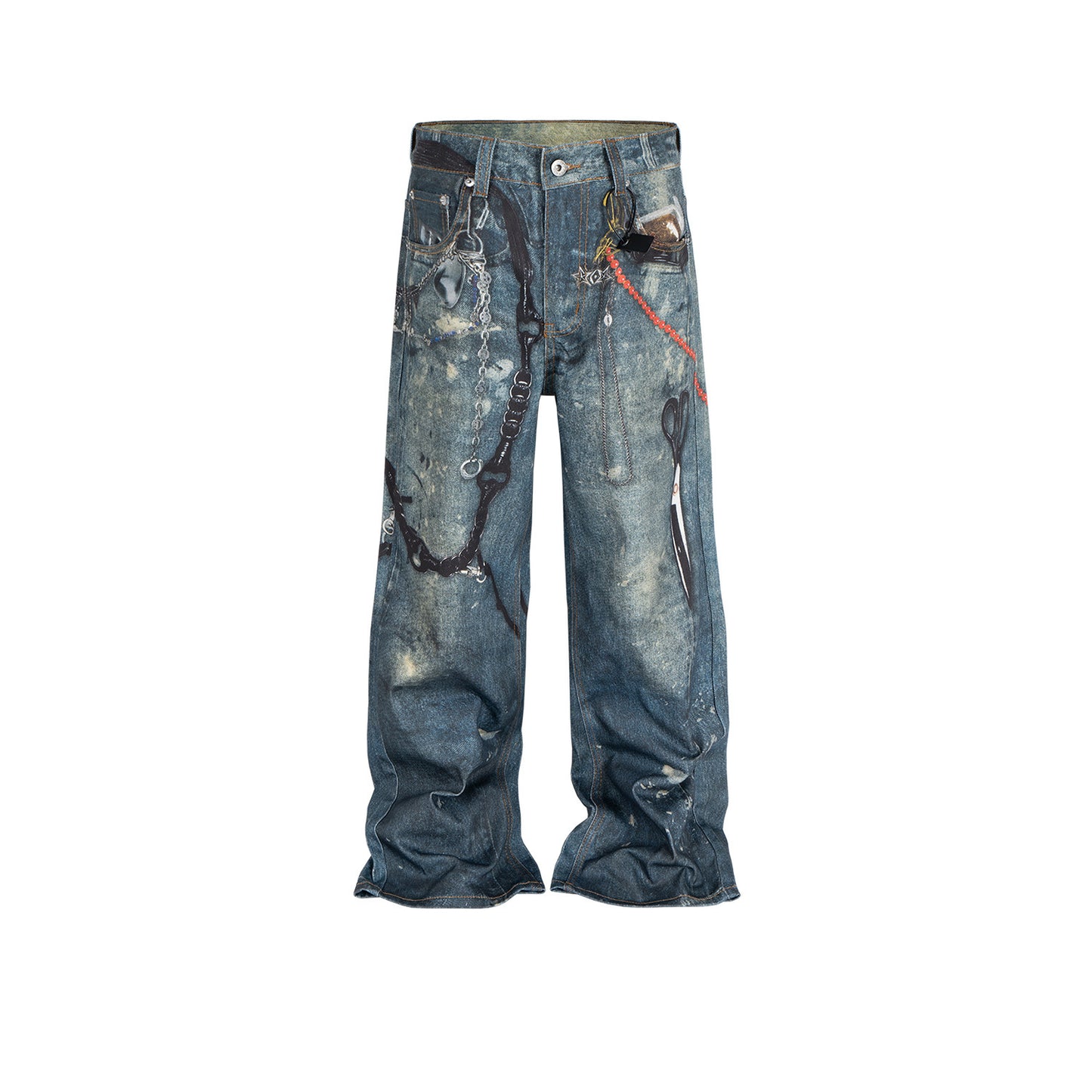 Men's And Women's Same Washed Old Straight-leg Trousers